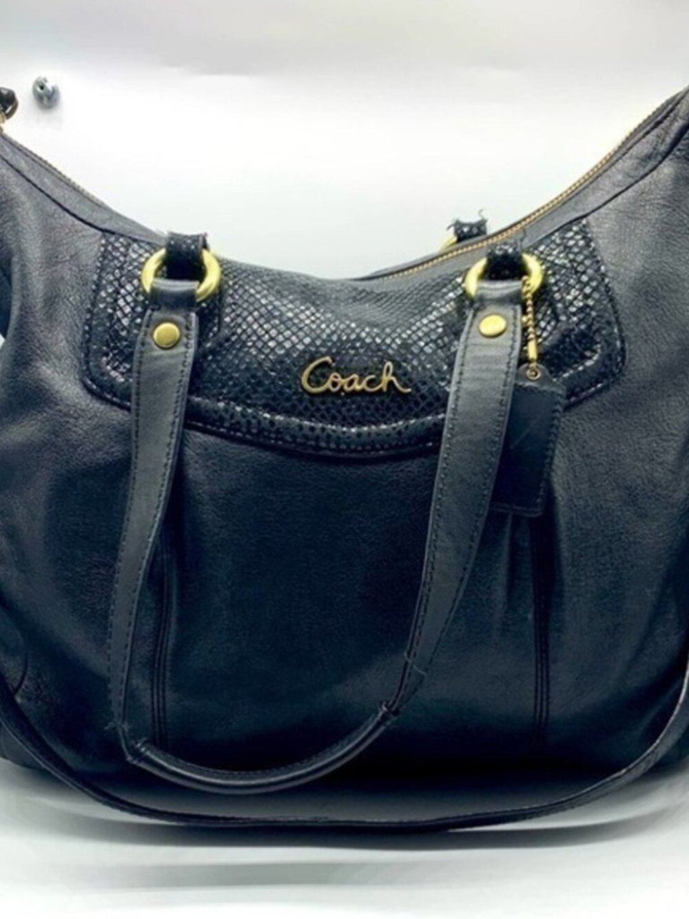 COACH Ashley black leather satchel